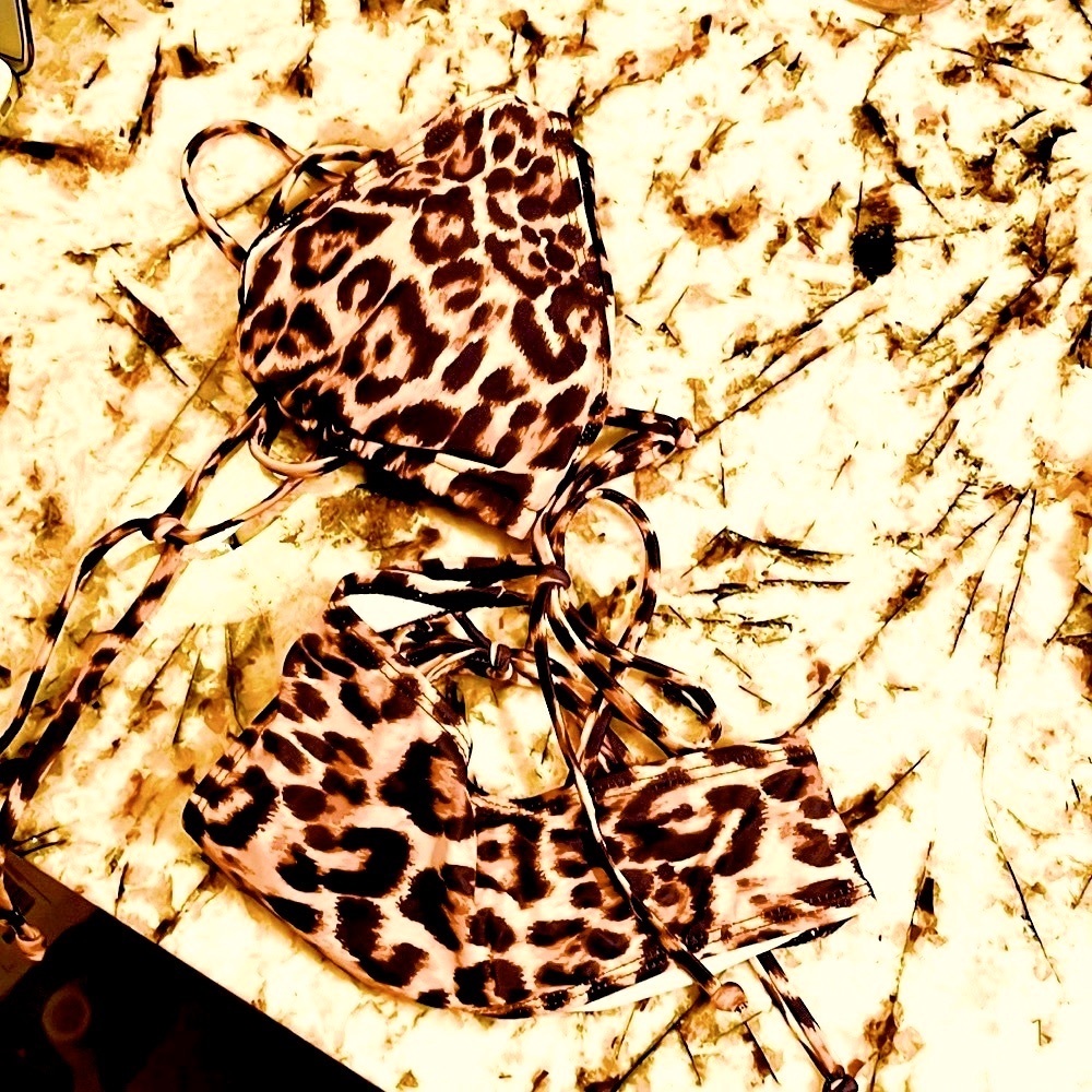 Custom leopard print beach bikini set